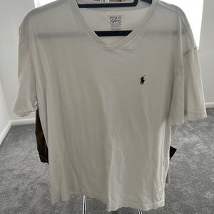 White Polo V Neck Size Large